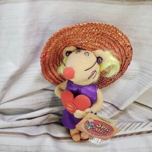 Vintage Spice Mice Lady Mouse In The Hat Plush Keychain 7 Inch 2003 No Sound